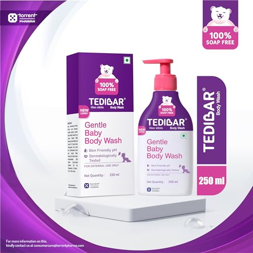 Tedibar - Body wash for Babies| 100% soap & Alkali free | Skin-friendly pH 5.5| Recommended by pediatricians | Prevents Dryness & Rashes | Suitable for Newborn Baby| 250ml