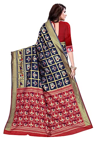 SATIKA RITI Woman's Solid Patola Beautiful Ethinic Wear Saree With Unstiched Blouse Piece (G-K-1112-NavyBlue-Free Size)