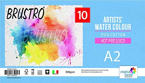 Brustro Artists' WC paper 25% cotton HP 300 Gsm A2 (10 Sheets)