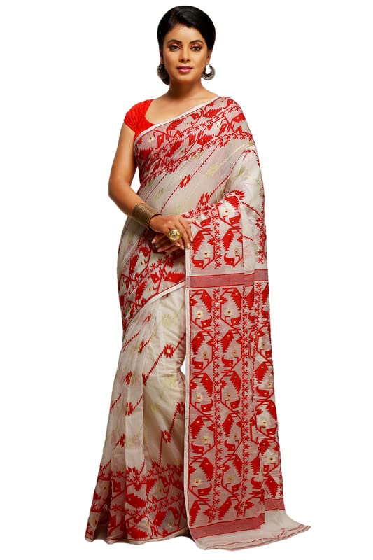 BENGAL HANDLOOM Women's Cotton Silk Exclusive Allover Soft Mod1 Jamdani Sarees, Multi