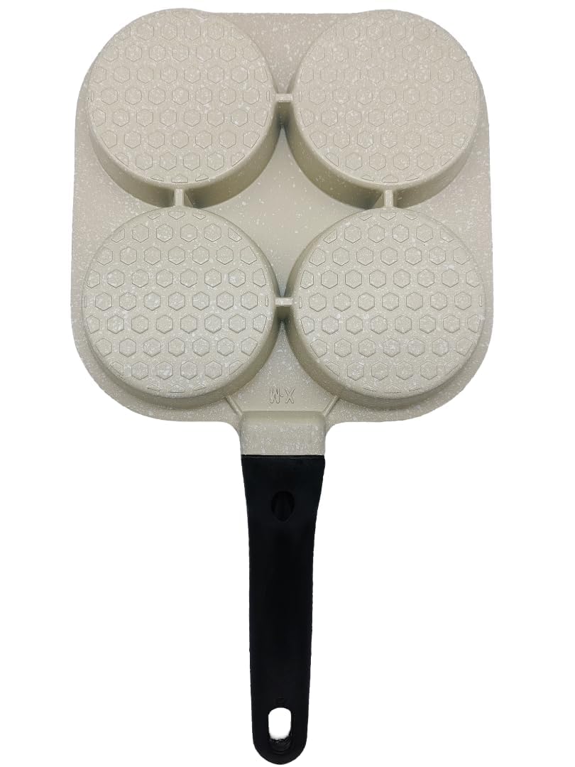 SCAMA 4 Cups Egg Pan Omelette Pan Frying Pan Crepe Pan Granite Egg Cooker Breakfast Pancakes Pan Suitable for Gas Stove Cookware (White) (Model : SYNMORE)