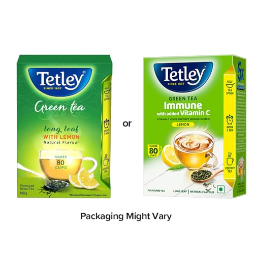 Tetley Green Tea Immune, With Added Vitamin C, Classic Green Tea Flavour 100gram (80 cups), Green, Loose Leaves