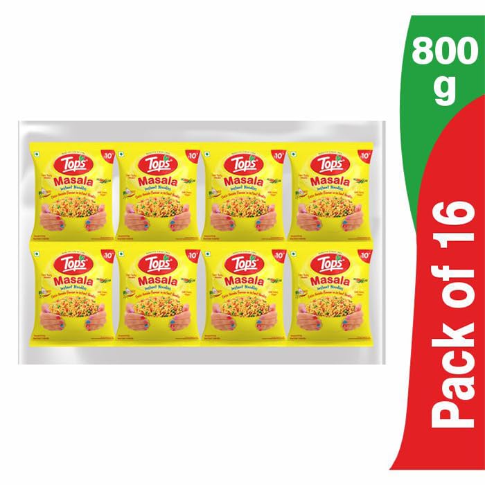 Tops Instant Masala Noodles -800 gm (16 Pouches x 50 gm) with Magical Taste of Masala