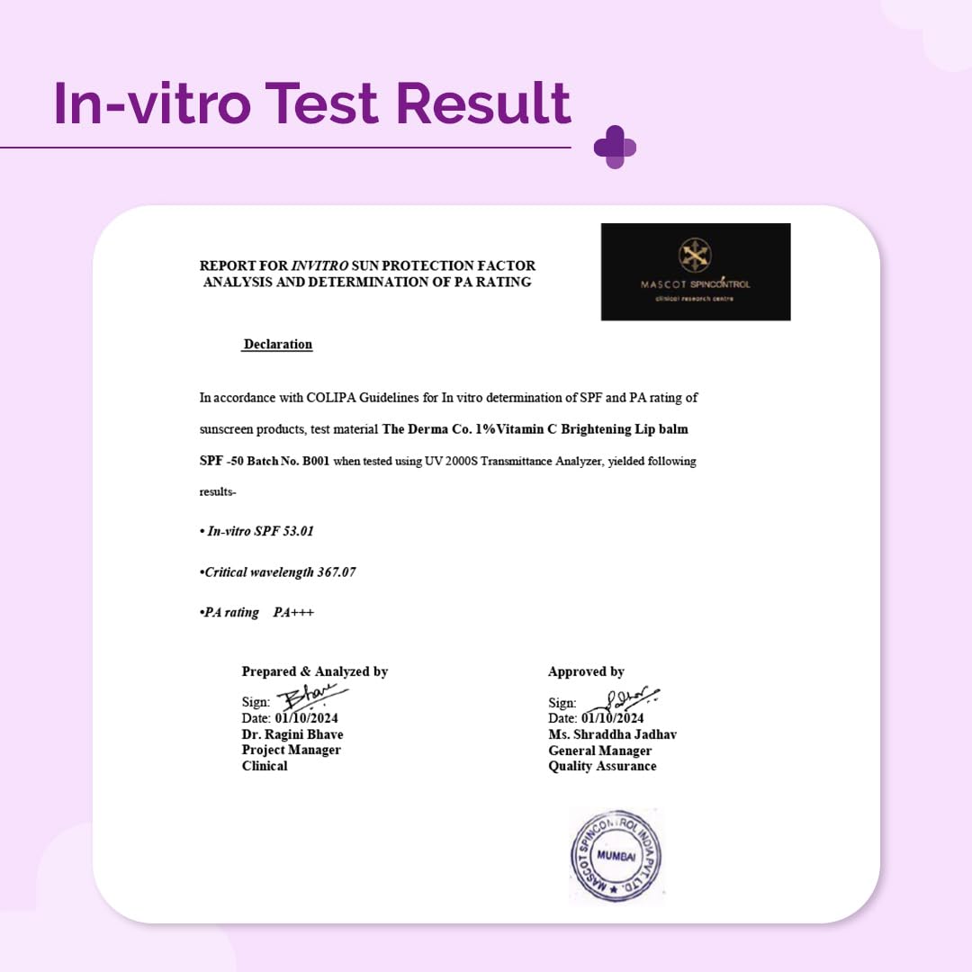 The Derma Co 1% Vitamin C Brightening Lip Balm with SPF 50 PA +++ I With Niacinamide & Hyaluronic Acid | Reduce Lip Pigmentation | Protects From Sun Damage | For Dark, Pigmented, Dry Lips | 4.5g