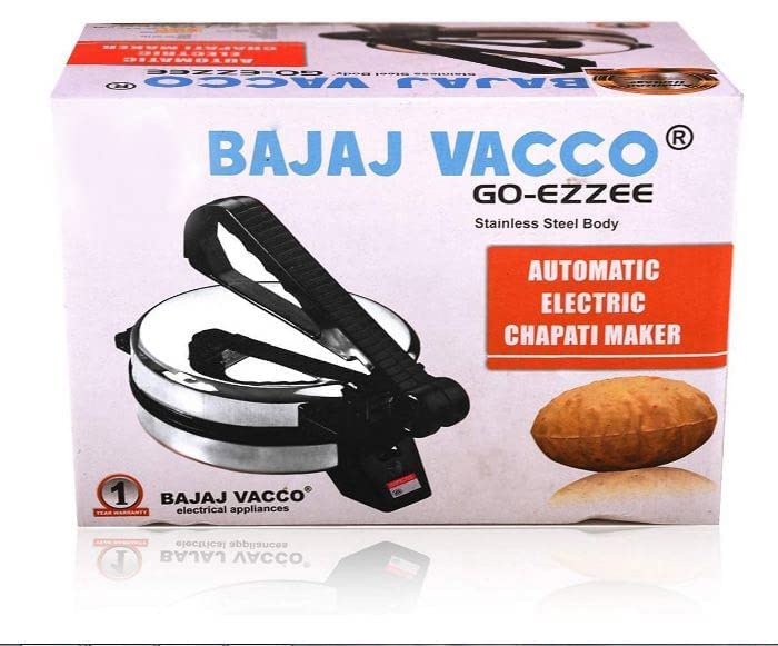 BAJAJ VACCO New Go-Ezzee Chapati/Roti/Khakhra Maker, Mc-02 - Marble (Spatter) Nonstick Coating Wattage 900 Watts, Stainless Steel