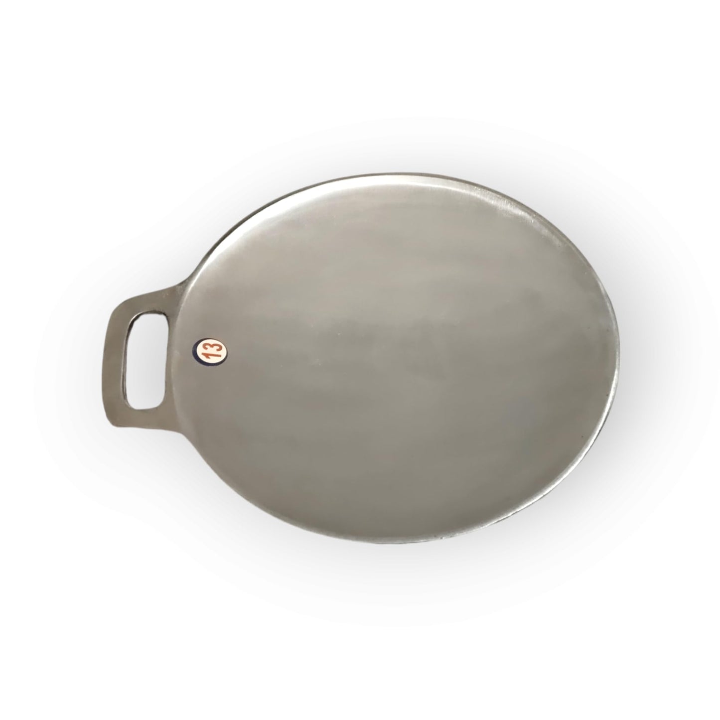 Trishav Indolium Dosa Kallu | Indolium Polished Dosa Tawa - Single Handle Dosa kal - 13Inch - Silver