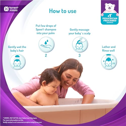 Spoo Shampoo No-Tear Formula Baby Shampoo 125Ml From Tedibar Family | Gentle On Scalp | No. 1 Pediatrician Prescribed Anti Seborrheic Shampoo* - By Torrent Pharma