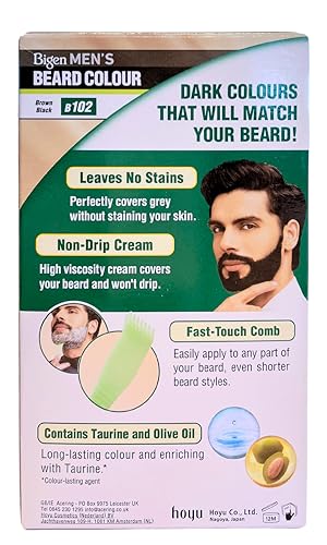 Bigen Men's Beard Color, 40g - Brownish Black B102 (Pack of 1)