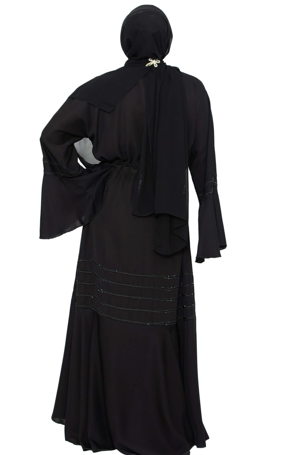 BURAQUE DESIGNER Nida fabric Free Size Muslim Burqa/Abaya & Burkha Dress for Muslim women and Girl's (P03-Black Stone-Burkha)