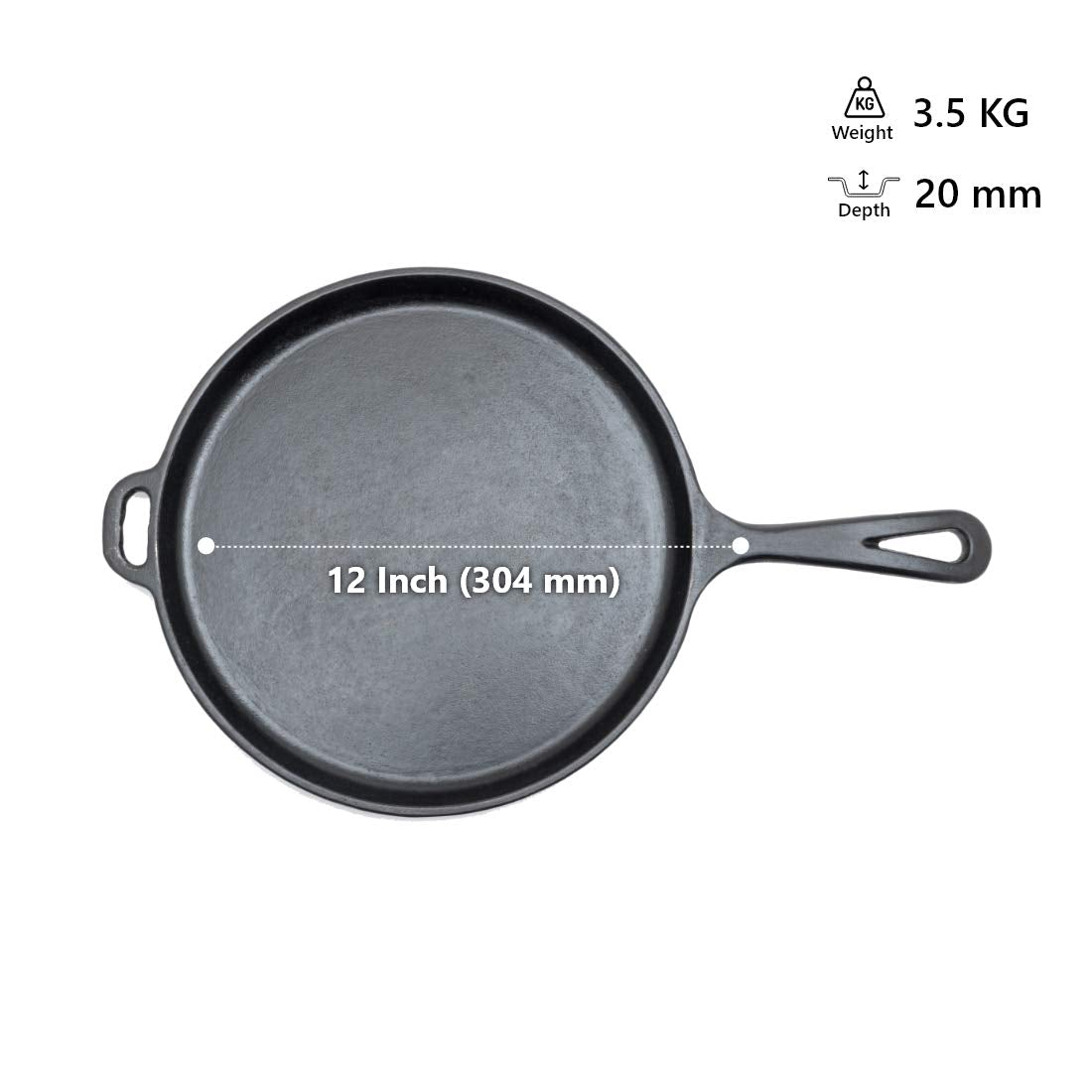 Bhagya Cast Iron Cookware Pre-Seasoned Dosatawas (12 Inches)-Long Handle - Cast Iron, Black