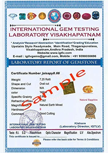 Vaibhav Gems Emerald Gemstone 7.25 Ratti Cultured Certified Loose Precious Panna Stone