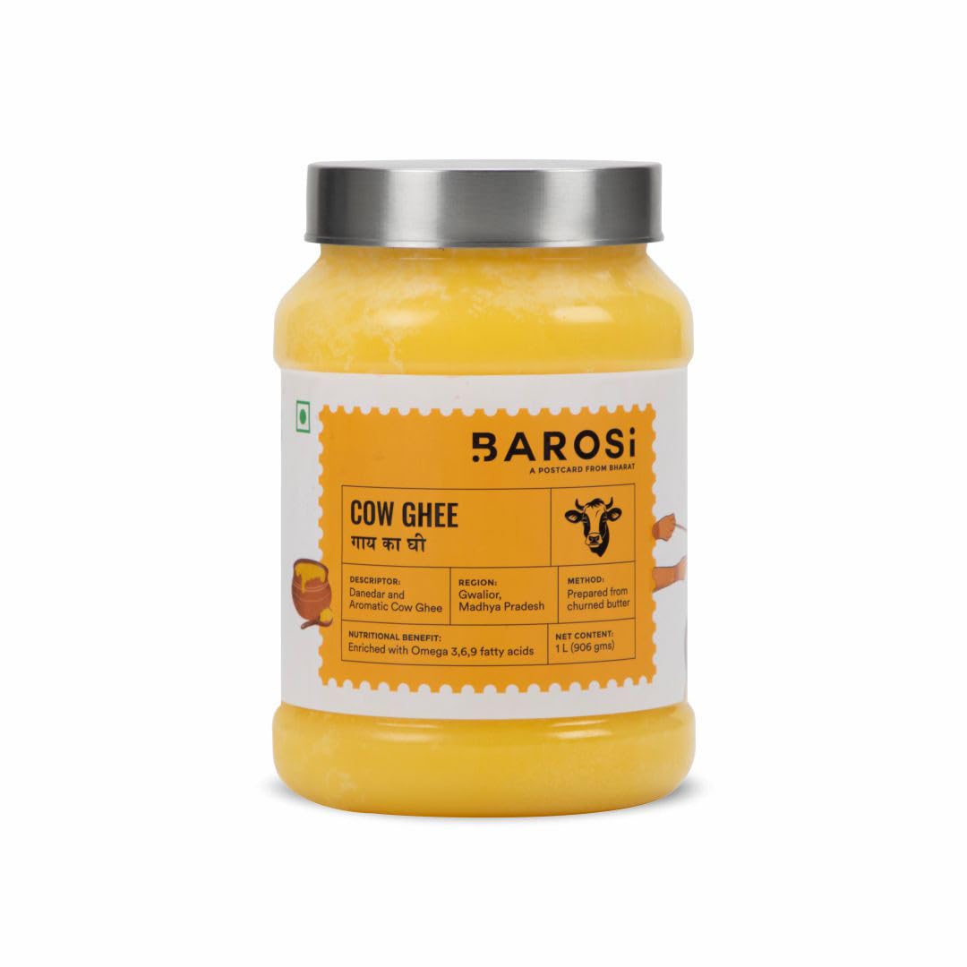 Barosi Premium Cow Ghee 1000 ml | 100% Pure | Danedar Texture | Rich In Good Fats And Antioxidants | Easy To Digest