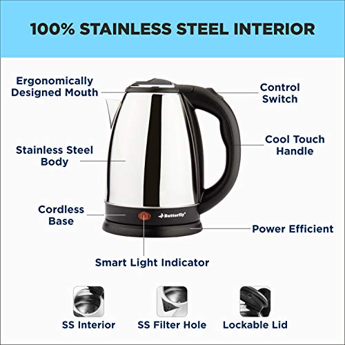 Butterfly EKN 1.8L 1500 Watt Electric Water Kettle (Stainless Steel)