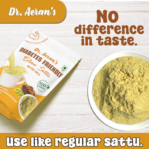 Dr. Aeran's Diabetes Friendly Edma Sattu (Pack of 3-100gm each) | Sattu for Sugar Release Control | Sugar Control Sattu | Sugar-Free | Protein Rich & Low Carb | Fiber Rich