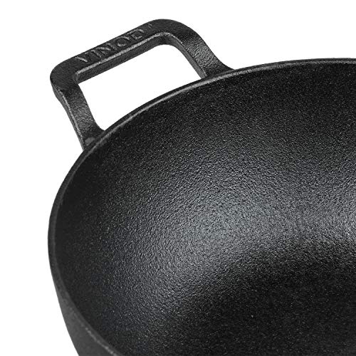 Vinod Legacy Pre-Seasoned Cast Iron Kadai with Lid 4.3 L Capacity (26 cm Diameter) - Induction and Gas Stove Friendly, Black