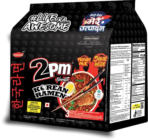 2PM - Korean Ramen Noodles - Including Dehydrated Vegetables & Seaweed - Instant 2X Spicy- Pack of 1,500 Gm