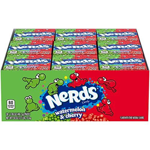 36x Wonka Nerds Watermelon and Wild Cherry 1.65-Ounce Packets (Pack of 36)