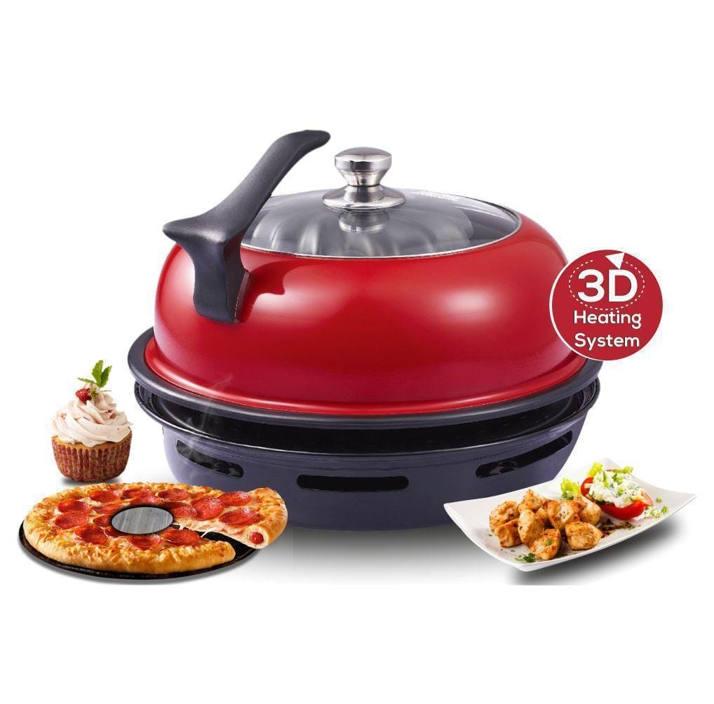 Wonderchef Renewed Gas Oven Tandoor 4 Pieces Set | 2-in-1 Oven and Tandoor | Ideal for Rotis and Naans, Tikkas, Kebabs, Cakes and Cookies | Non-stick Tandoori Trays | Black & Red