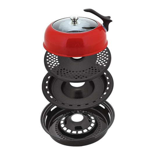 Wonderchef Renewed Gas Oven Tandoor 4 Pieces Set | 2-in-1 Oven and Tandoor | Ideal for Rotis and Naans, Tikkas, Kebabs, Cakes and Cookies | Non-stick Tandoori Trays | Black & Red