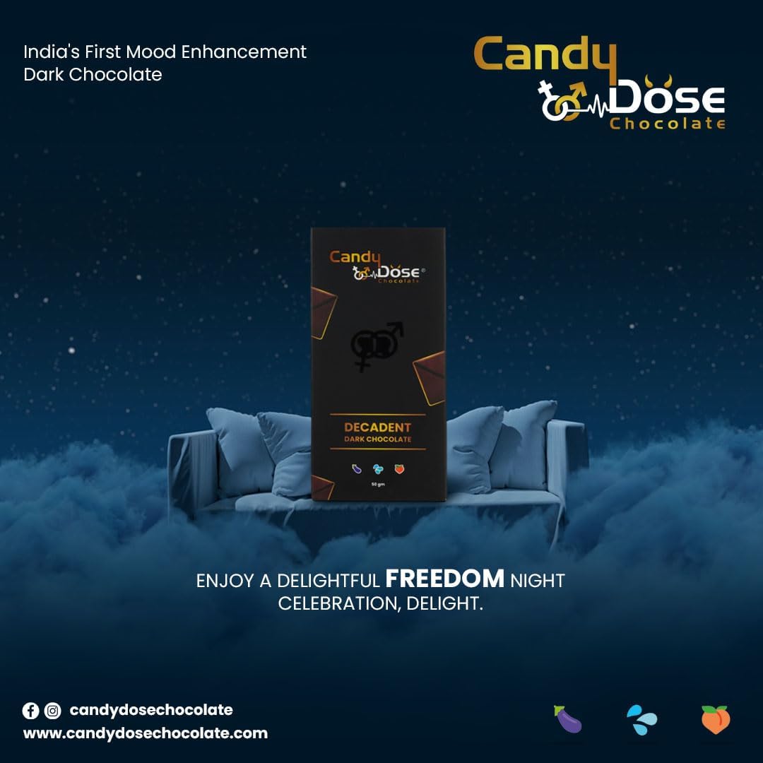 Candy Dose Chocolate Candy Dose Decadent Dark Chocolate – Mood Enhancement Chocolate for Couples & Romantic Moments (50g) (Pack of 1)