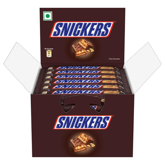 Snickers Peanut Filled Chocolate Bar | Loaded with Delicious & Nutritious Roasted Peanuts, Nougat & Caramel | Nutty Chocolate Treat for Sharing | 22G | Pack of 32, 704 Gm