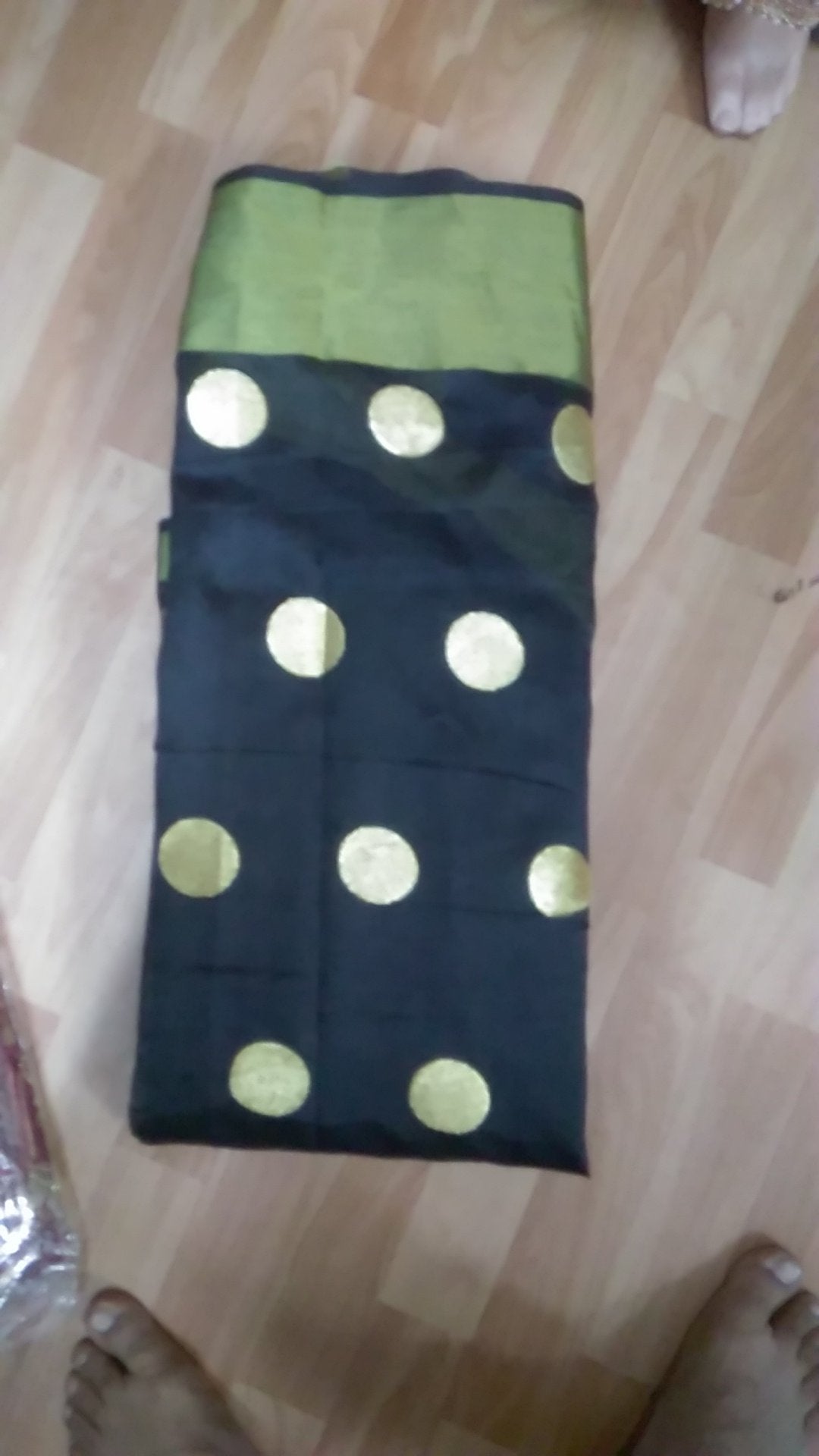 Birami Ethnics Women's Poly Cotton Saree with Blouse Piece, Free Size (Bf134_Black)