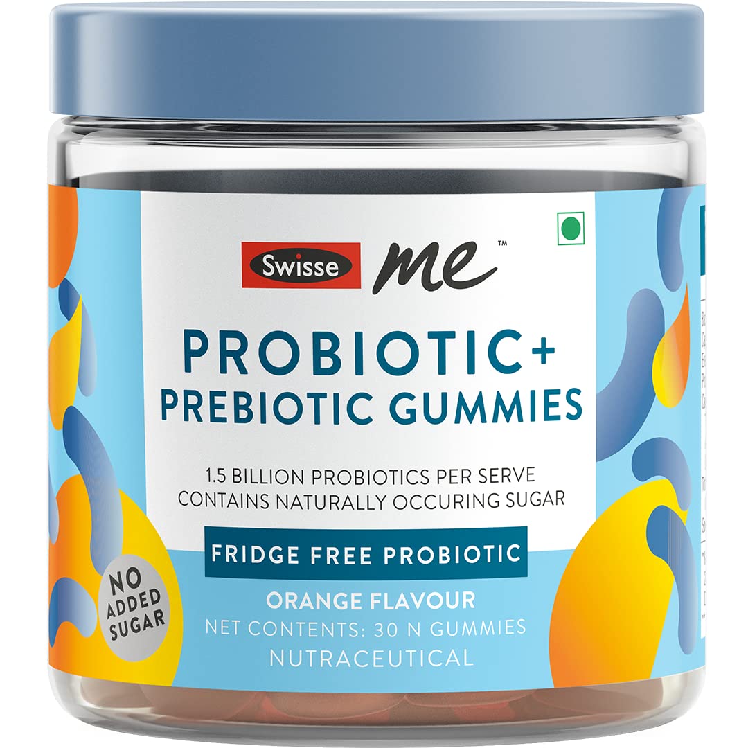 SwisseMe Probiotics + Prebiotic Gummies -  30 Gummies (One Gummy Per Serving) Orange Flavour