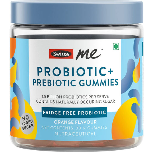 SwisseMe Probiotics + Prebiotic Gummies -  30 Gummies (One Gummy Per Serving) Orange Flavour
