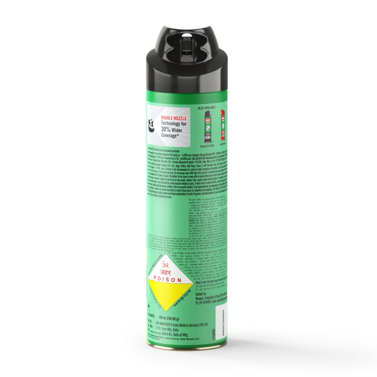 Baygon Mosquito & Fly Killer Spray- 400 ml, Green