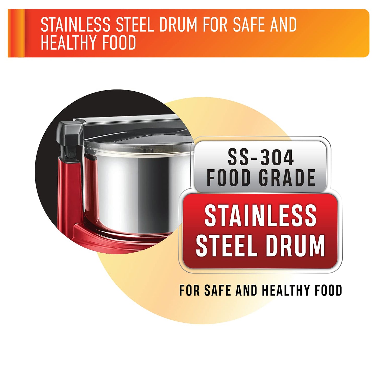 USHA Colossal DLX Wet Grinder 150 W, 2 LTR, 100% Copper Motor and Dual Flow Breakers for Faster, Smooth Batter with Atta Kneader and Coconut Scrapper (Red)