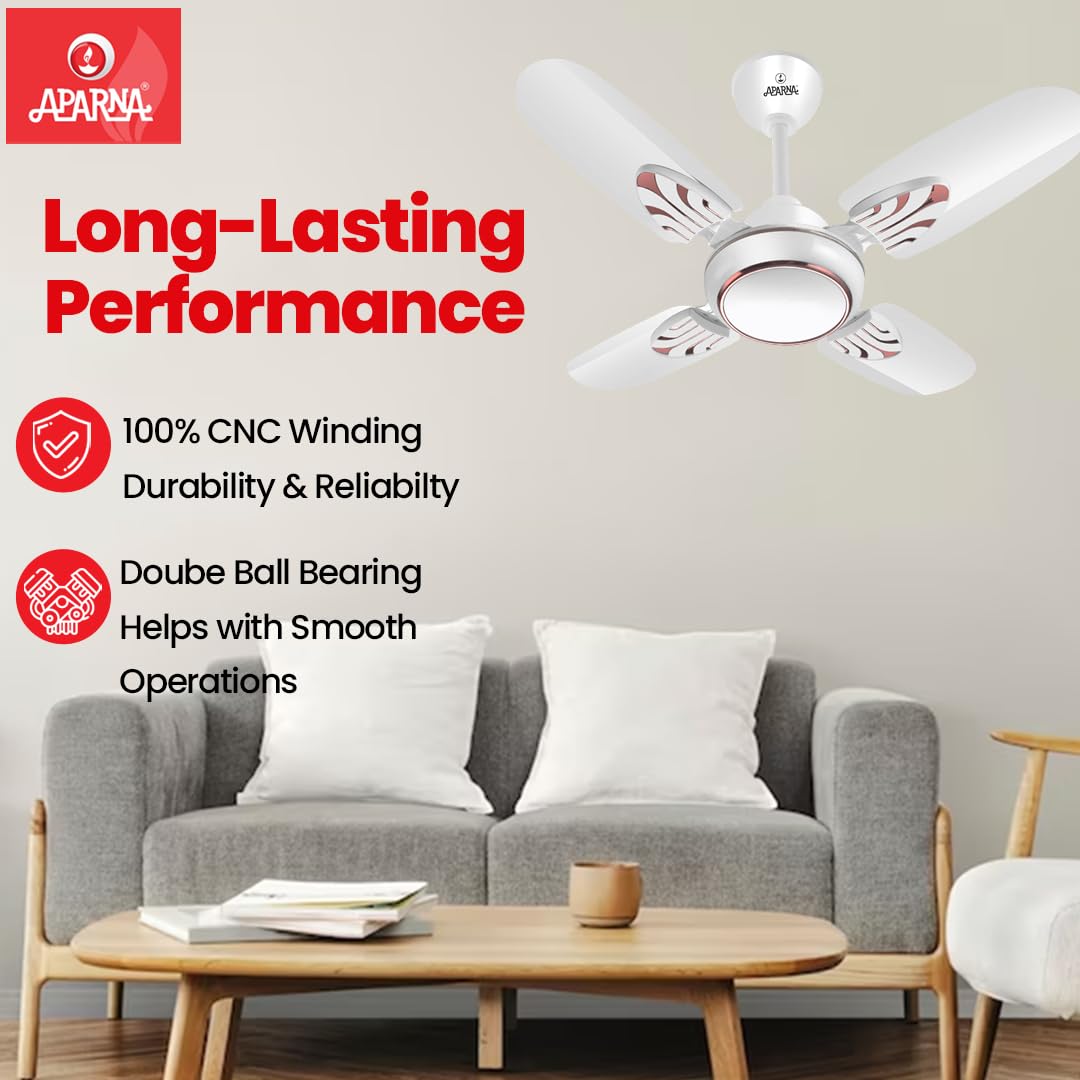 Aparna Mist 600 mm (24 inch) High-Speed Ceiling Fan (White)