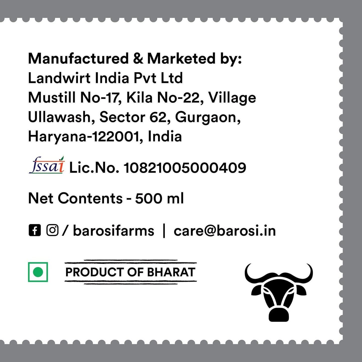 Barosi Premium Buffalo Ghee 500 Ml | Vedic Bilona Method | Churned From Curd | Pure & Natural | Farm Made In Small Batches | Glass Jar Packing