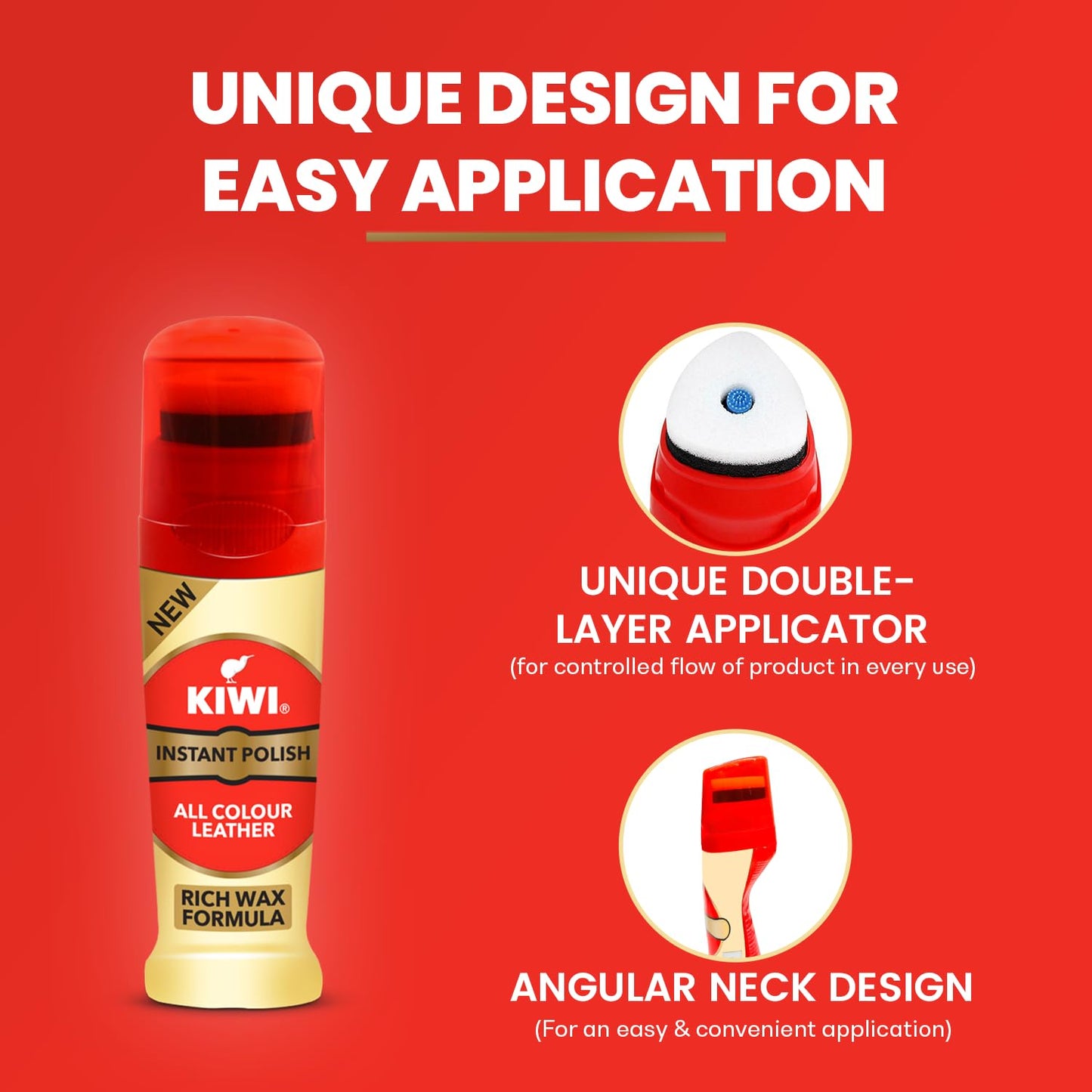 4x KIWI Instant Liquid Glossy Finish Shoe Polish (75 Ml, Neutral) each - Pack of 4