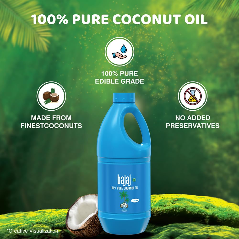 Bajaj 100% Pure Coconut Oil 1.2 Litres Jar