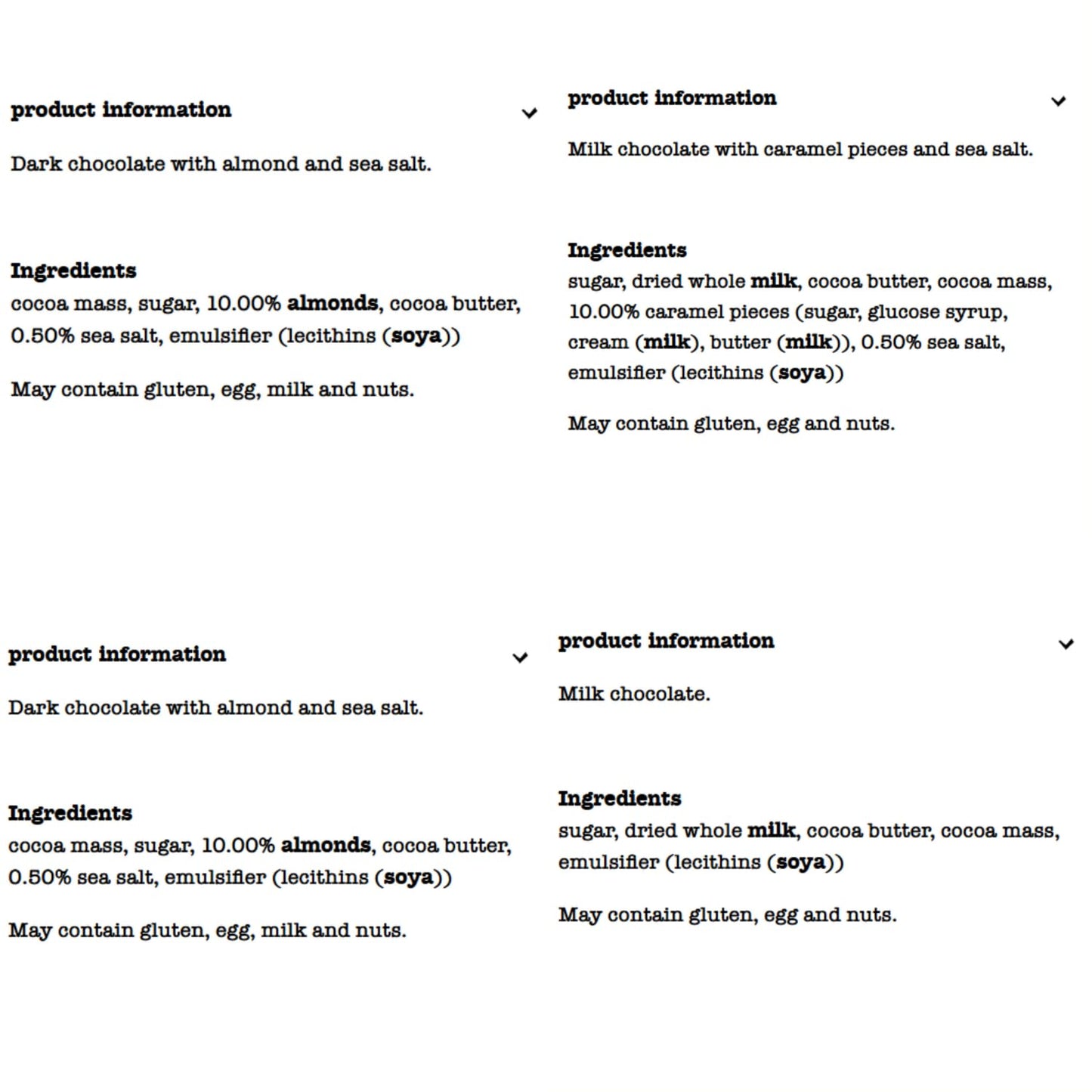 Tony's Milk Chocolate Milk Caramel Sea Salt, Sea Salt Dark Almond, Milk Chocolate, Almond Honey Nougat Pieces, Chocolate Bar, Combo 4x47g (Imported UK)