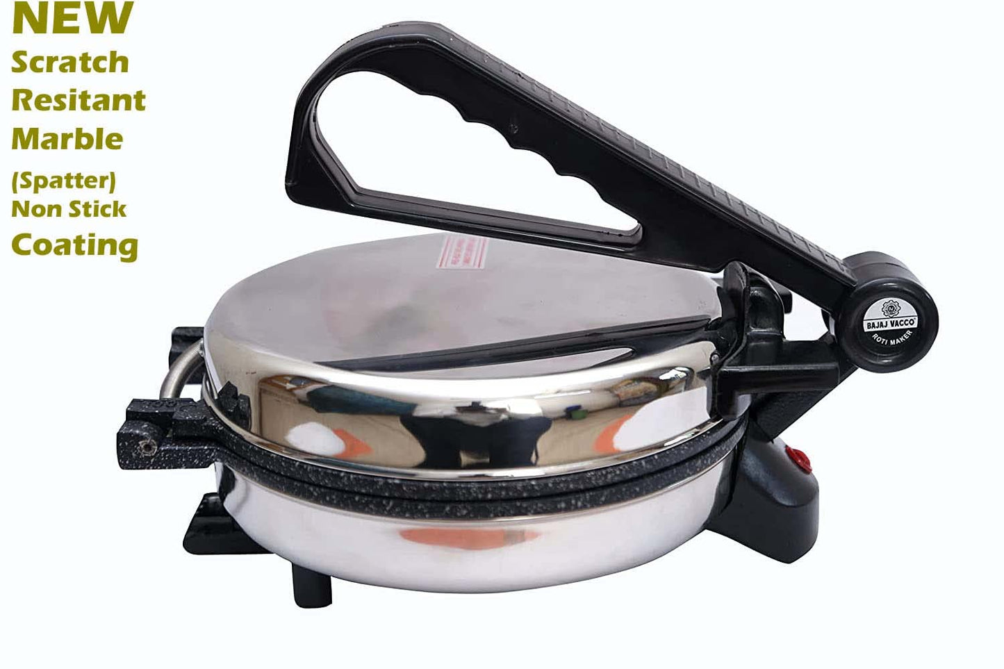 BAJAJ VACCO New Go-Ezzee Chapati/Roti/Khakhra Maker, Mc-02 - Marble (Spatter) Nonstick Coating Wattage 900 Watts, Stainless Steel