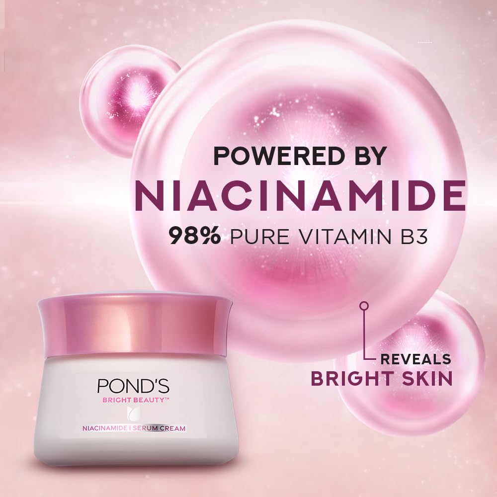 4x Pond's Bright Beauty Anti-Spot Serum Cream with Niacinamide and SPF 15 PA++, Fades Dark Spots and Reveals Bright Skin, 50g each - Pack of 4