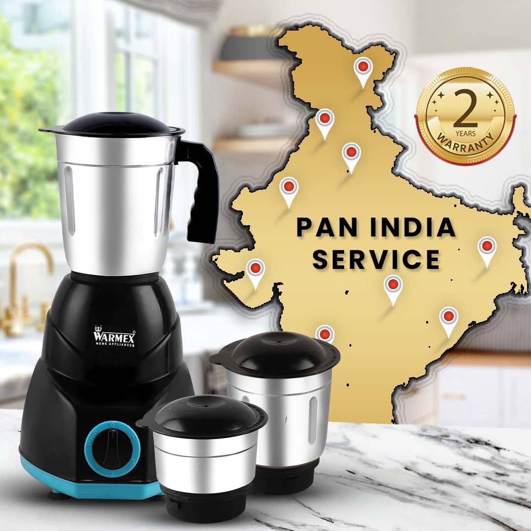 Warmex 500W Mixer Grinder with 3 Jars + 2 Years Warranty, Powerful Motor for Efficient Grinding & Blending, Durable & Versatile Kitchen Appliance, Ideal for Home Cooking Needs, Reliable Performance