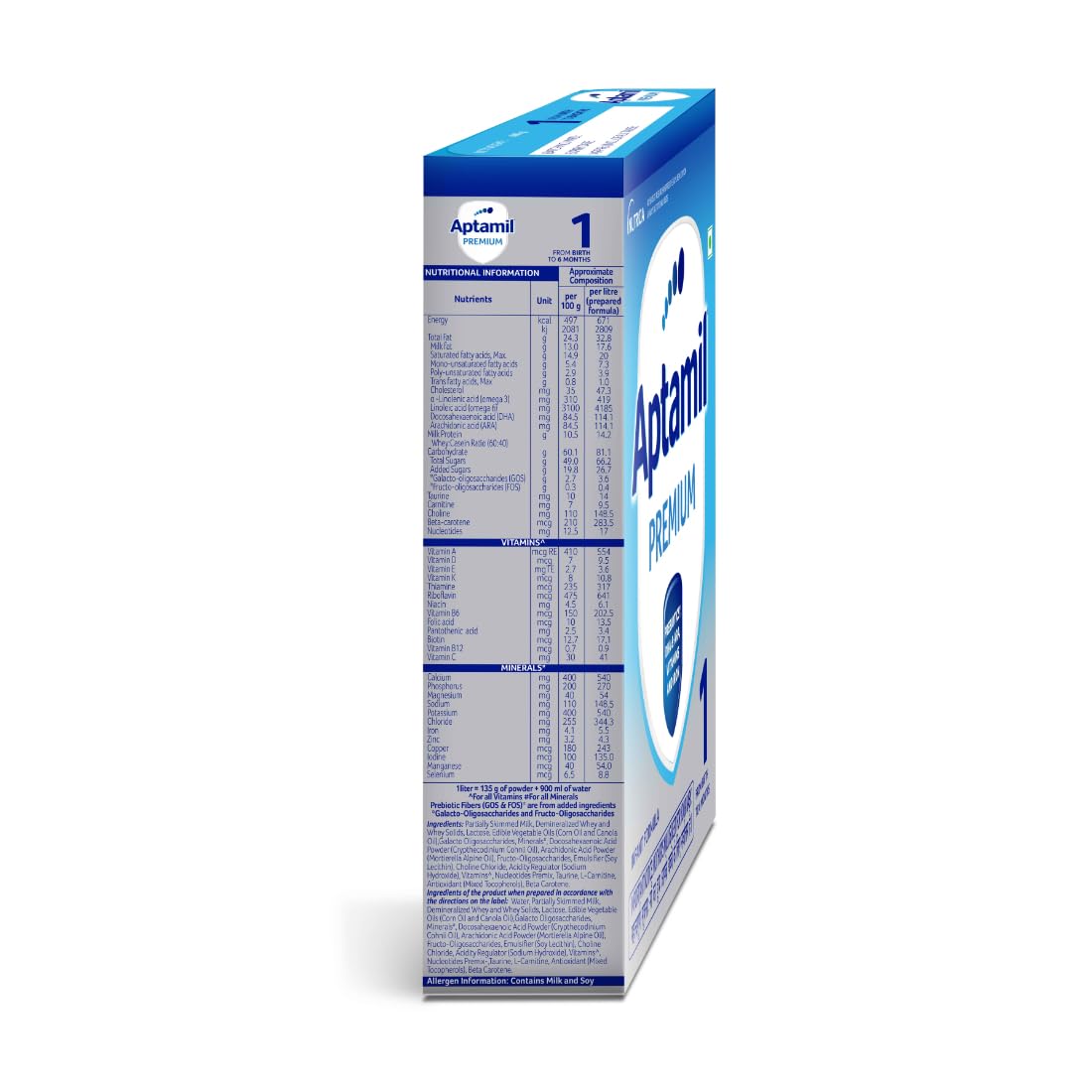 Aptamil Premium Infant Formula Milk Powder for Babies - Stage 1 (Upto 6 Months) - with Prebiotics and DHA - 400gms - BIB Pack