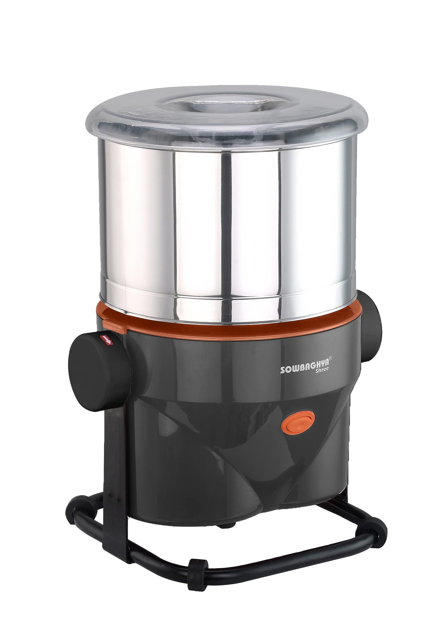SOWBAGHYA Plastic Shree 2 Ltr Wet Grinder (Tilting Model) (With Attachments) Table Top Wet Grinder | Heavy Duty Motor | 2Ltr Wet Grinder For All Kinds Of Batter For South Indian Dishes (Grey)