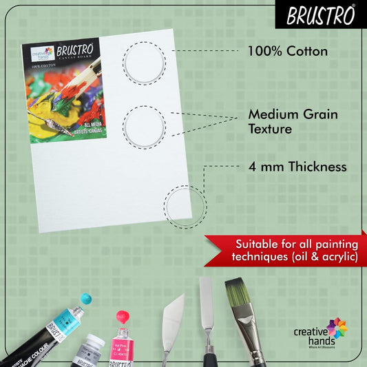 Brustro 100% Cotton Canvas Board Medium Grain 18"x24" (Pack of 2)