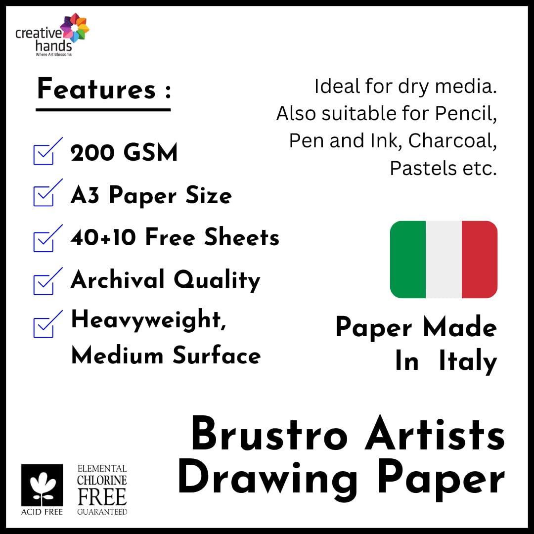 Brustro Artists' Drawing Paper 200gsm Jumbo - A3 (50 Sheets)