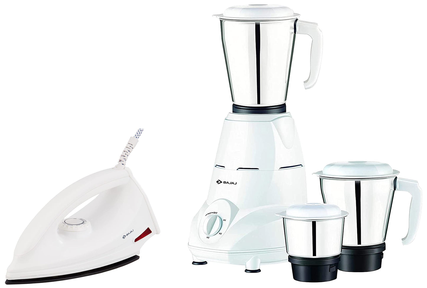 Bajaj Majesty DX 1000W Mixer Grinder and Dry Iron - White