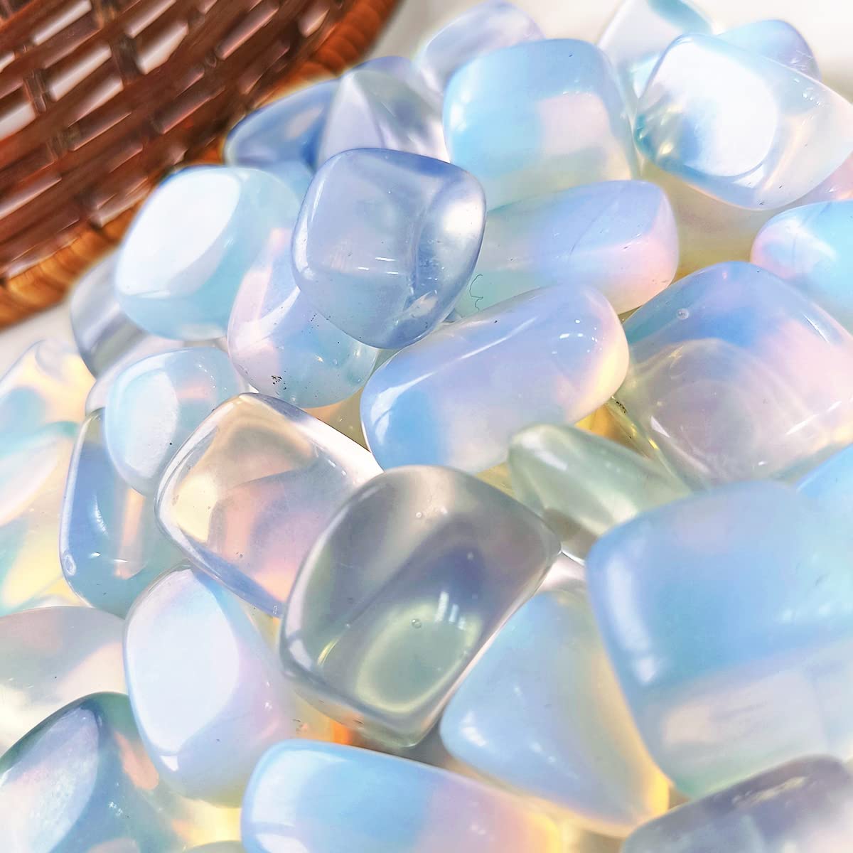 9Dzine Opalite Crystal Stone 100 Gm Natural Raw Tumble Stones Opalite Tumbled Gemstone Pebble for Reiki Healing Vastu Correction Aquarium Stones Crystal at Home Décor
