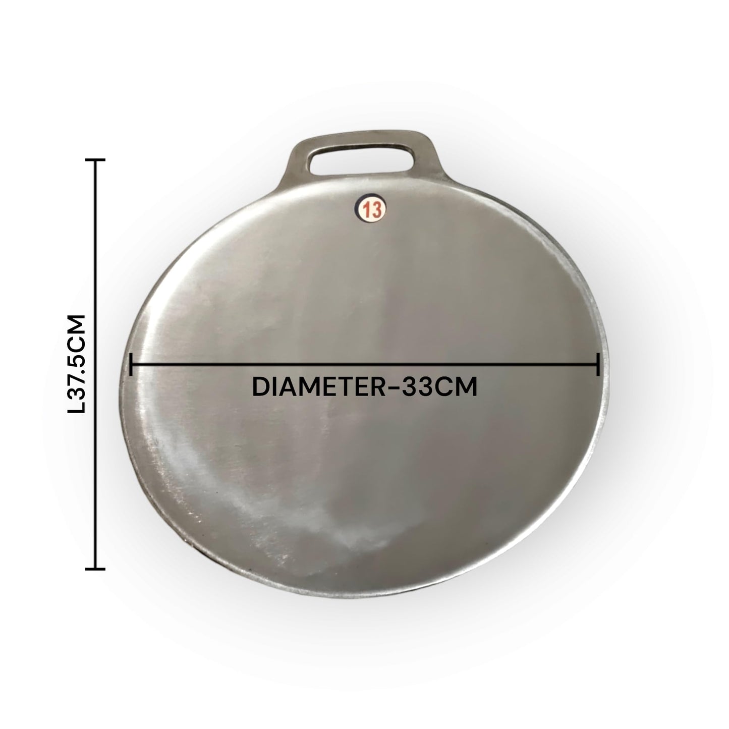 Trishav Indolium Dosa Kallu | Indolium Polished Dosa Tawa - Single Handle Dosa kal - 13 Inch with Stainless Steel Classic Palta-Turner- Silver