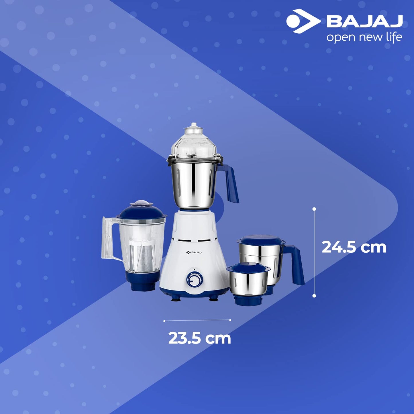 Bajaj Rex Mixer Grinder 750W|4 Mixer Jars|Mixie for Kitchen with Nutri-Pro Feature|Titan Motor-Heavy Duty Grinding|Adjustable Speed Control|Multifunctional Blade System|1 Yr Warranty By Bajaj|White