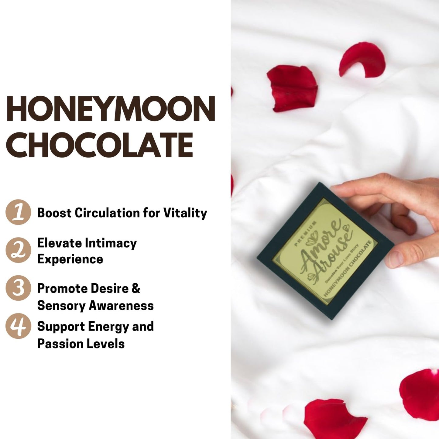AMORE AROUSE Intimate Chocolate For Couples Uplifting Mood & Vitality Luxurious Dark Chocolate Ideal For Men & Women,Vegetarian