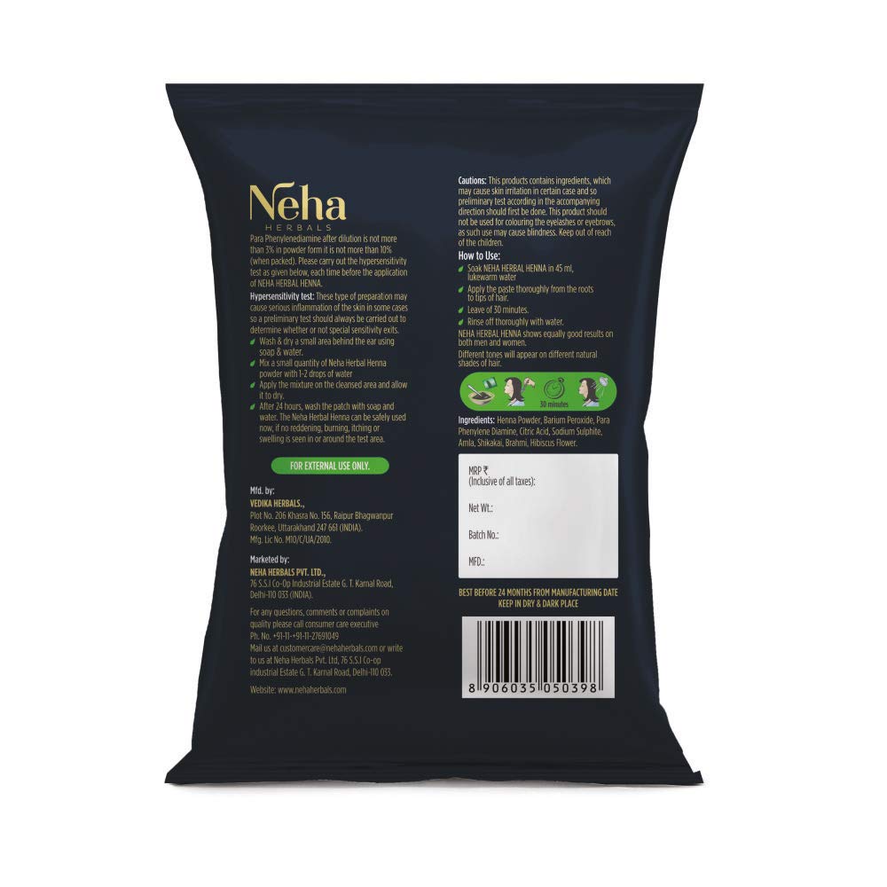10x Neha Herbals Henna Colour - Black (Pack of 10)