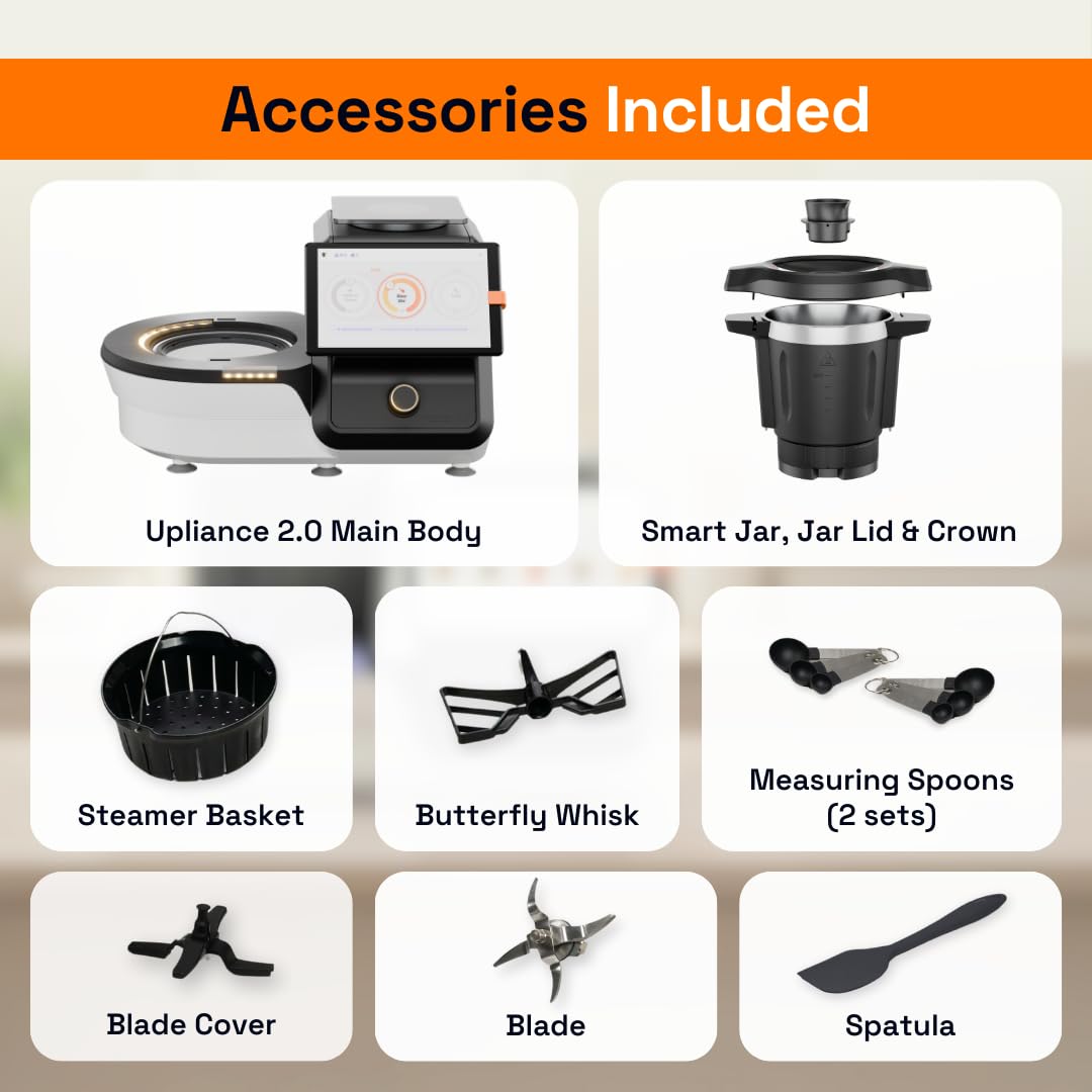 Upliance 2.0 Smart Cooking Appliance | Cook 750+ Dishes Faster | In-App Control & Nutrient Tracking | Chop, Cook, Stir & Clean | Glass Jar | 1-Year Warranty