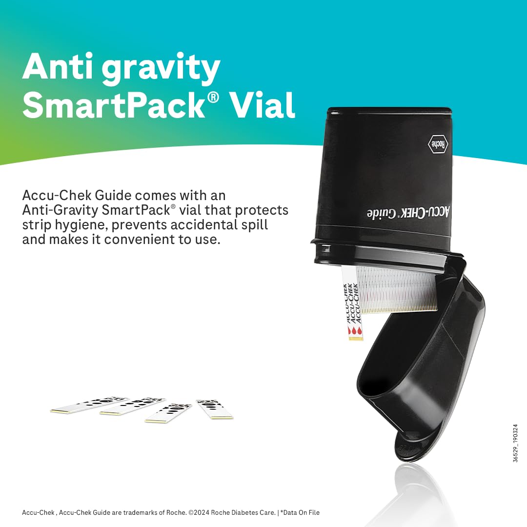 Accu-Chek Guide Blood Glucose Glucometer (with Bluetooth) Kit with Vial of 10 Strips, 10 Lancets and a Lancing Device FREE for Accurate Blood Sugar Testing